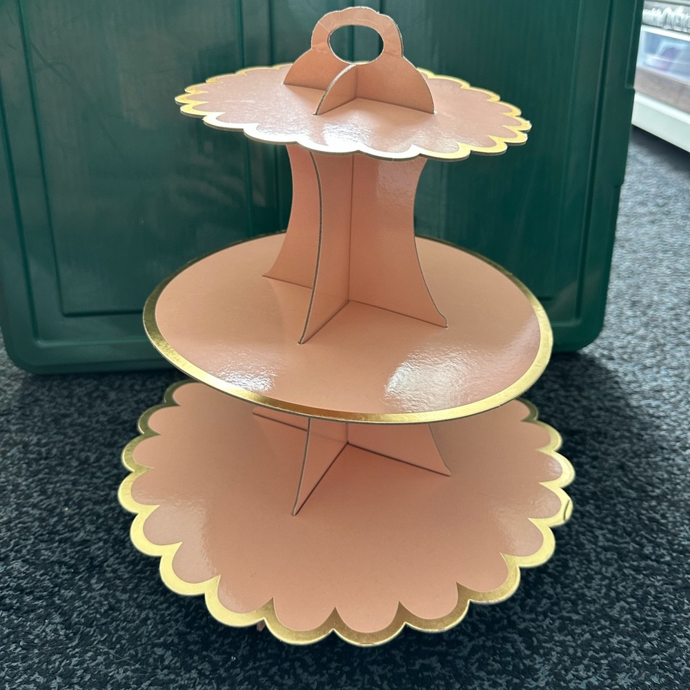 2 Pink and Gold Tiered Cupcake Stands